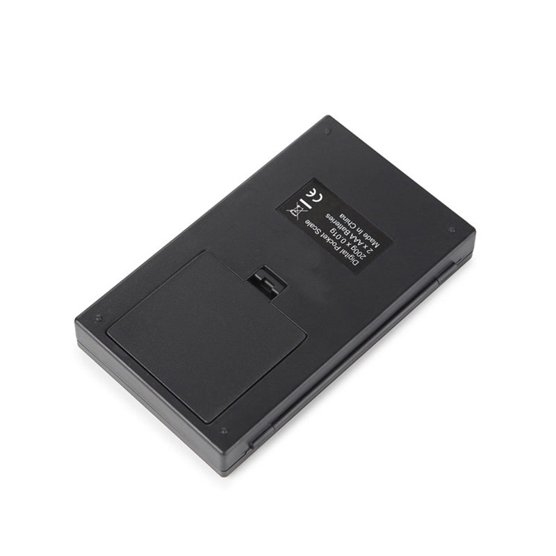 Black digital pocket mini jewellery weighing scale with back label and small port
