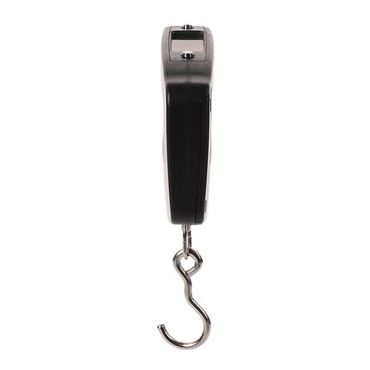 Portable luggage weighing scale with metal hanging hook and loop