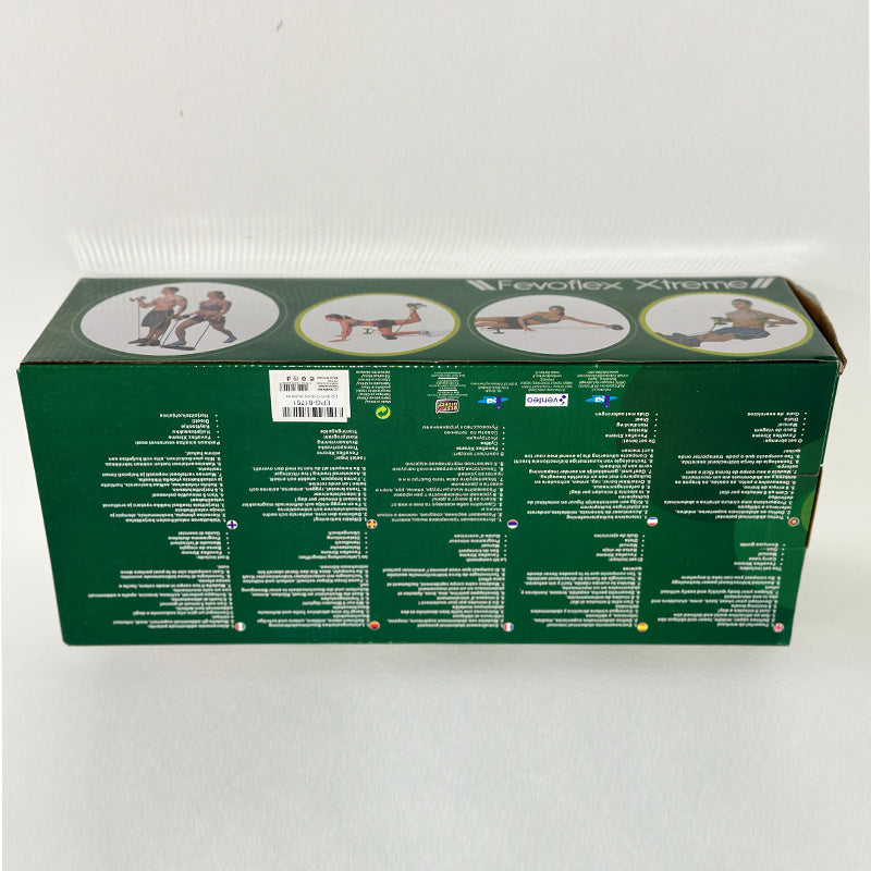 Exercise wheel resistance system box back with instruction text and small graphics