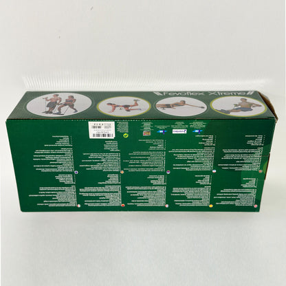 Exercise wheel resistance system box back with instruction text and small graphics