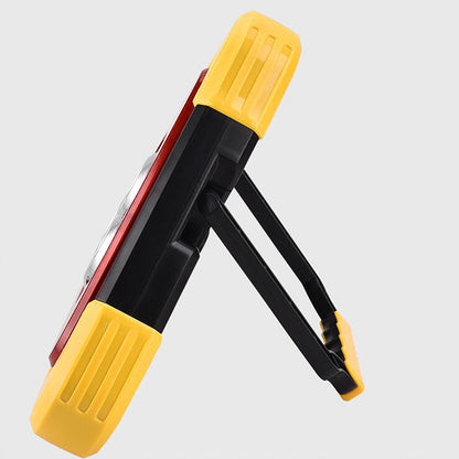 Car emergency warning triangle light with fold-out handle, red reflective sides
