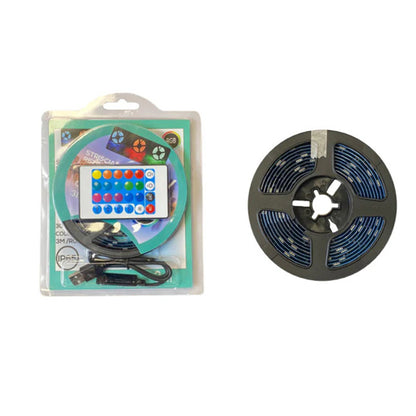 RGB LED strip kit with remote control and adhesive LED strip on spool