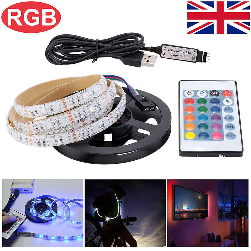 RGB LED strip light reel with USB cable and color remote control