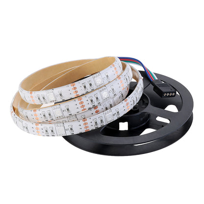 RGB LED strip light reel with integrated controller and wired USB connector