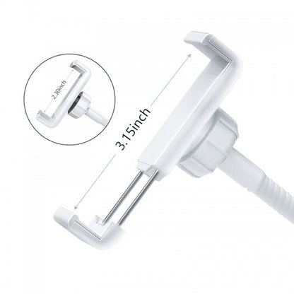 Adjustable phone clamp attachment with reach measurement labeled in inches