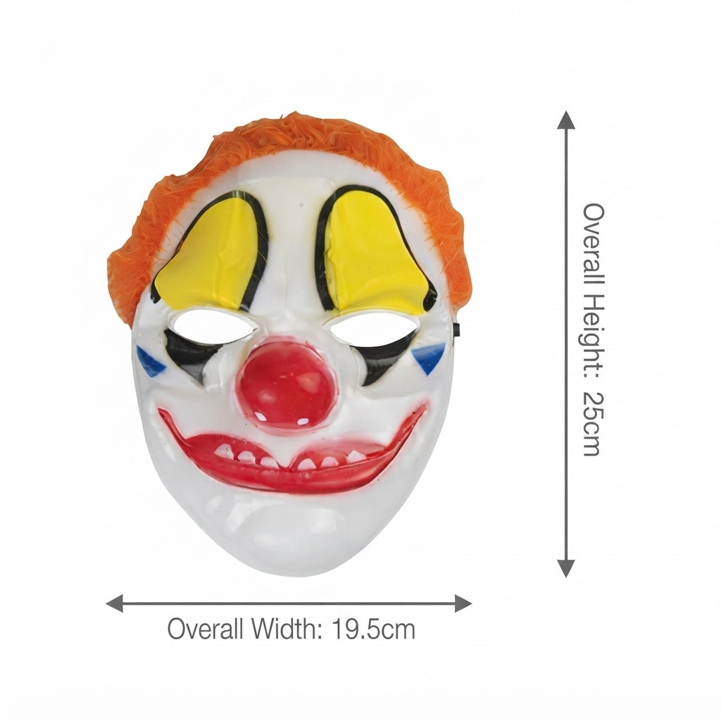 Clown mask with overall width 19.5 cm and height 25 cm