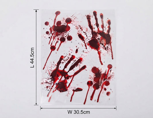 Bloody handprint window sticker sheet, W 30.5cm by L 44.5cm