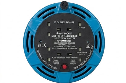 Extension lead with surge protection, 5m 4 Way Output Cable