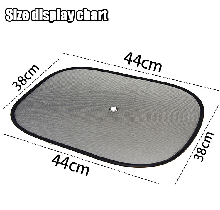 Foldable car rear side window sun shade, gray mesh with black edge, oval