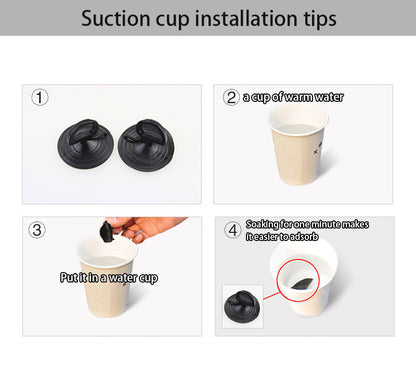 Car sun shade with suction cups, showing warm-water soaking setup