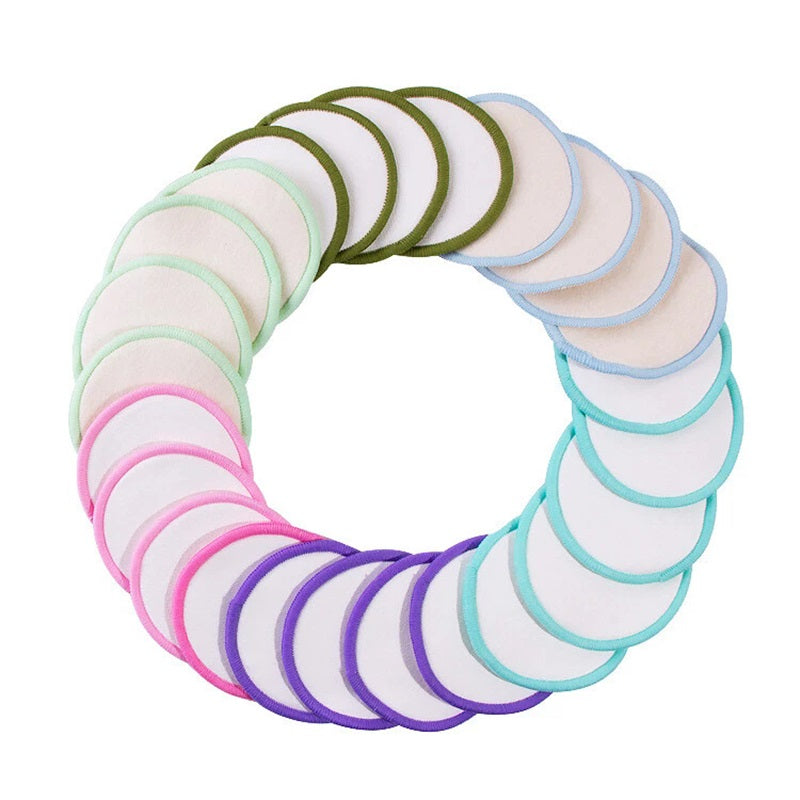 Set of round microfiber makeup remover pads in rainbow pastel colors
