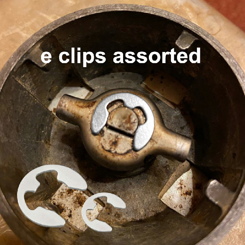Assorted stainless steel E-clip set with multiple split retaining clips