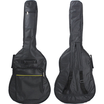 Padded full-size acoustic guitar gig bag, black, with front zip pocket and shoulder straps