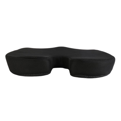 Black memory foam seat cushion with coccyx cutout for contoured sitting support