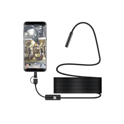 Endoscope inspection camera set with smartphone mount and flexible LED probe