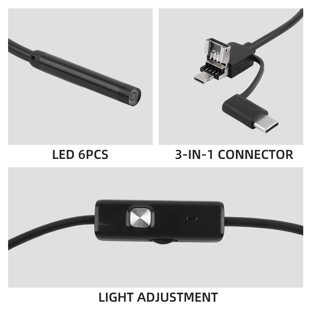 Endoscope camera cable with LED lights and adjustable light controller