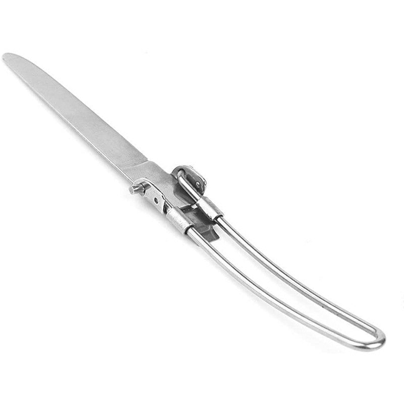 Stainless steel folding knife with clasp and double-loop handle
