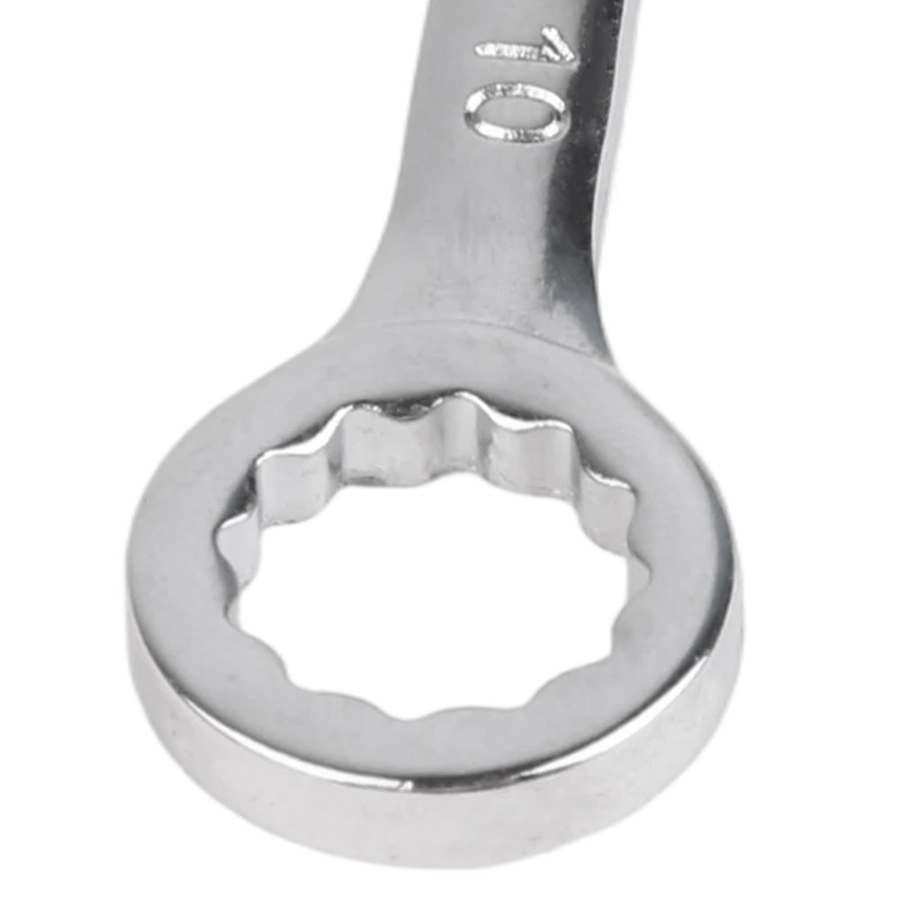 Single combination spanner showing round box-end socket for gripping nuts