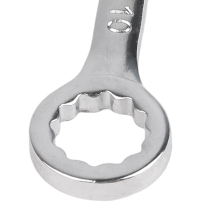 Single combination spanner showing round box-end socket for gripping nuts