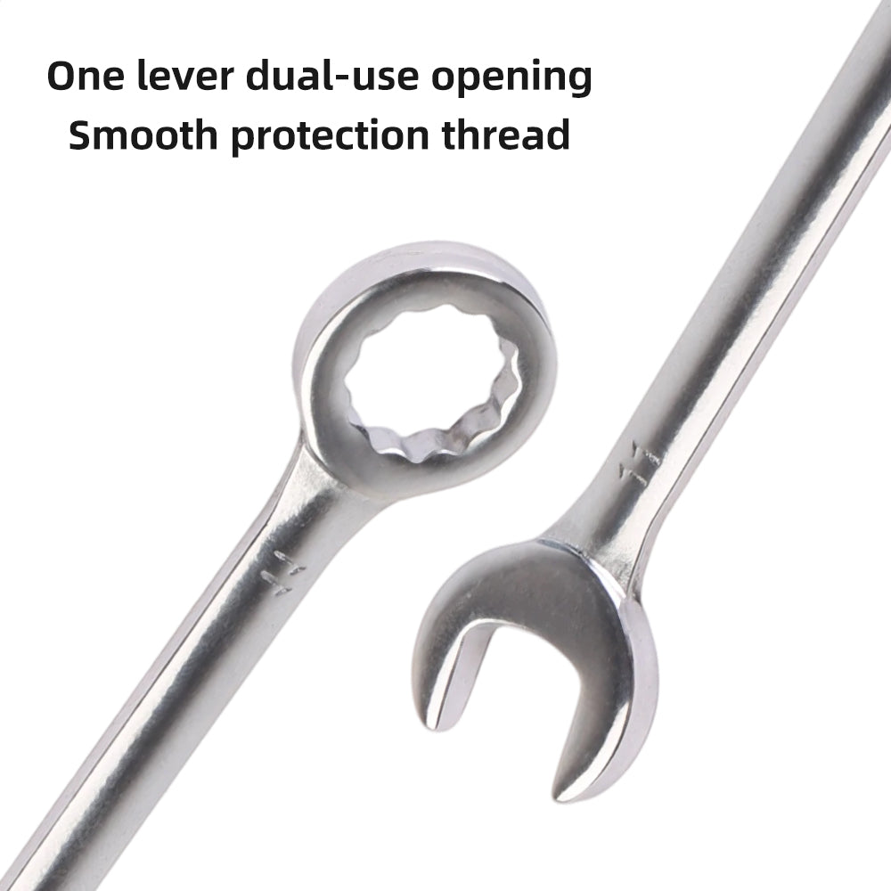 Combination wrench with open end on one side and box end on the other