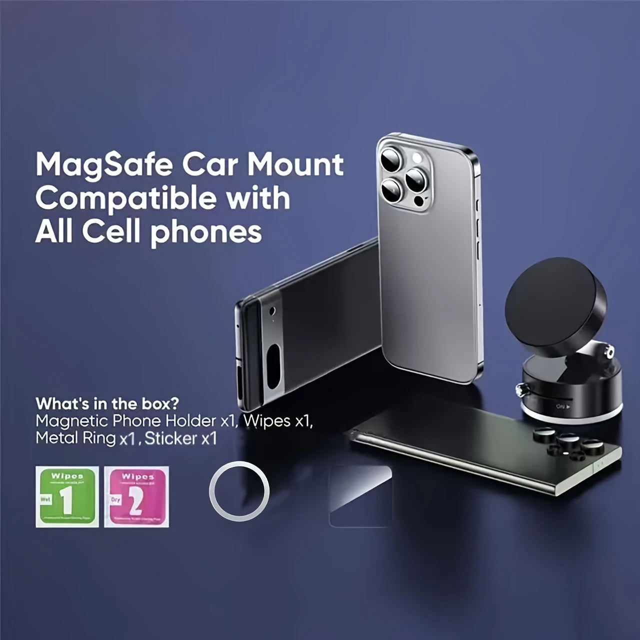 Ultra-Grip Magnetic Vacuum Car Phone Mount | 360° Rotation