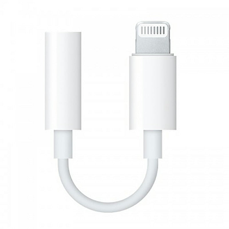 Lightning 8-pin to 3.5mm female audio adapter, curved cable with dual connectors