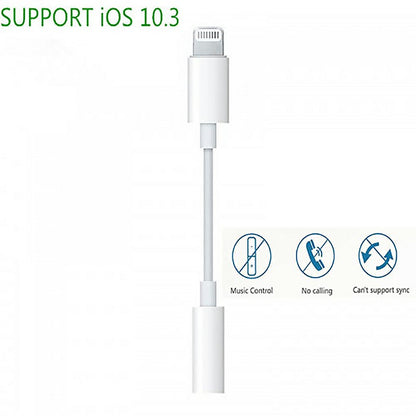 Lightning 8-pin to 3.5mm female audio adapter cable with music control icons