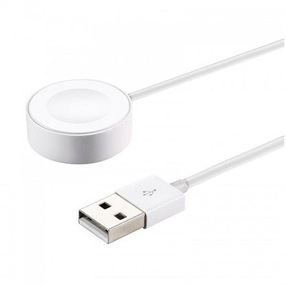 Magnetic Apple Watch charging dock cable with USB-A plug and round puck connector