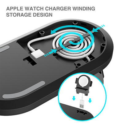 Black smartwatch charger stand with dock mechanism for secure charging