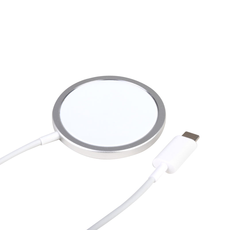Magnetic wireless charger dock with round charging pad and USB-C cable