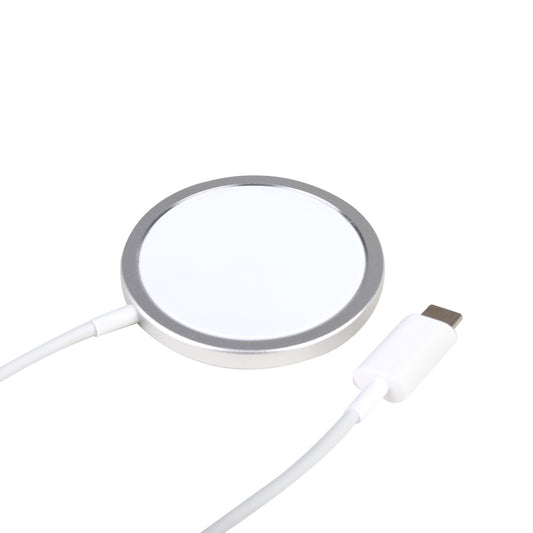Magnetic wireless charger dock with round charging pad and USB-C cable