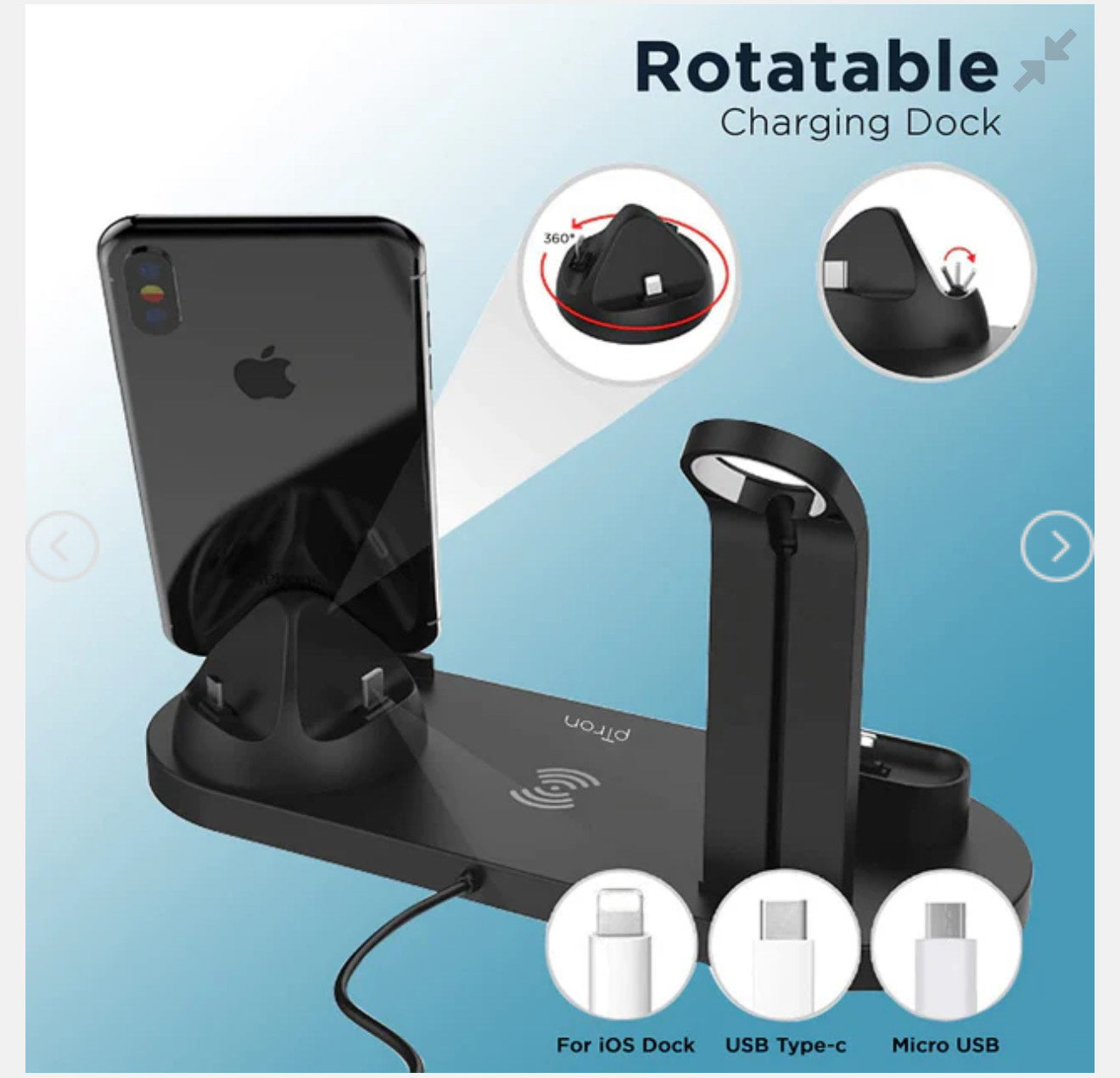 3-in-1 Fast Charging Dock Station for iPhone, Android & Smartwatch