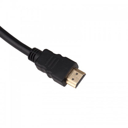 HDMI male connector on splitter adapter cable, black