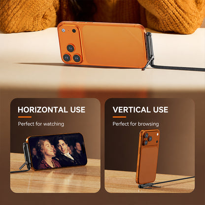 Foldable phone stand and USB-C cable in horizontal or vertical use
