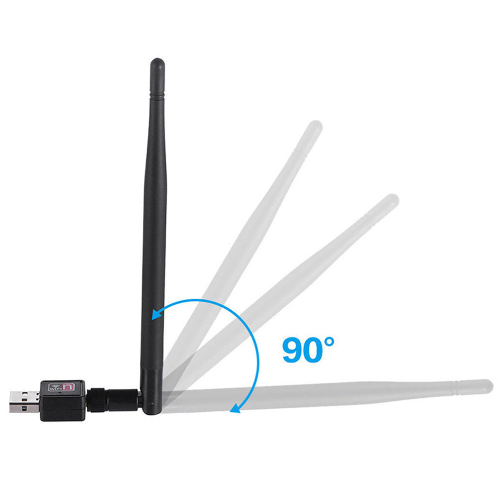 USB WiFi adapter with three antennas and adjustable 90-degree angle display