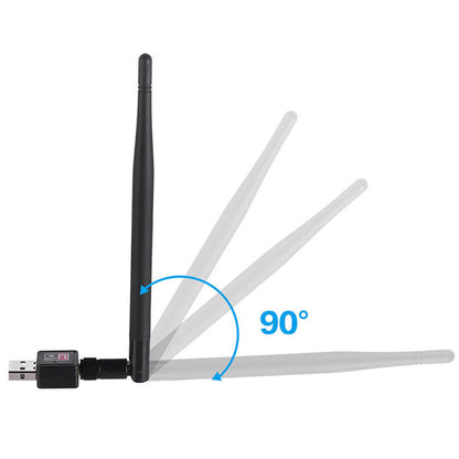 USB WiFi adapter with three antennas and adjustable 90-degree angle display