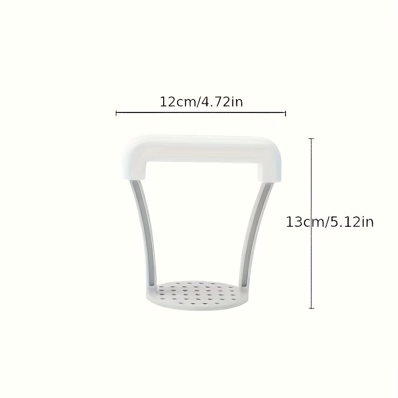 Plastic handheld grater frame with perforated base, 12cm by 13cm size diagram