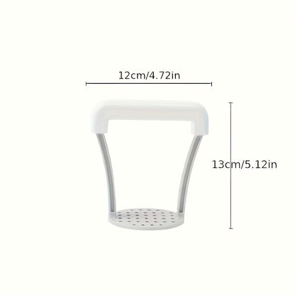 Plastic handheld grater frame with perforated base, 12cm by 13cm size diagram