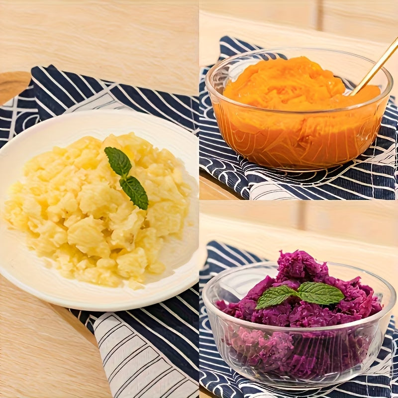 Shredded potato and vegetables in bowl from manual hand grater tool