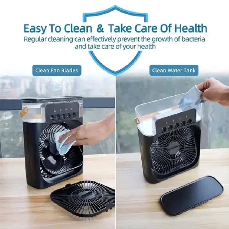 3-in-1 portable USB air cooler fan with removable water tank and washable blades