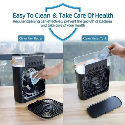 3-in-1 portable USB air cooler fan with removable water tank and washable blades