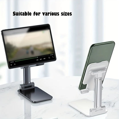 Universal foldable phone/tablet desk stand set, black and white adjustable bases