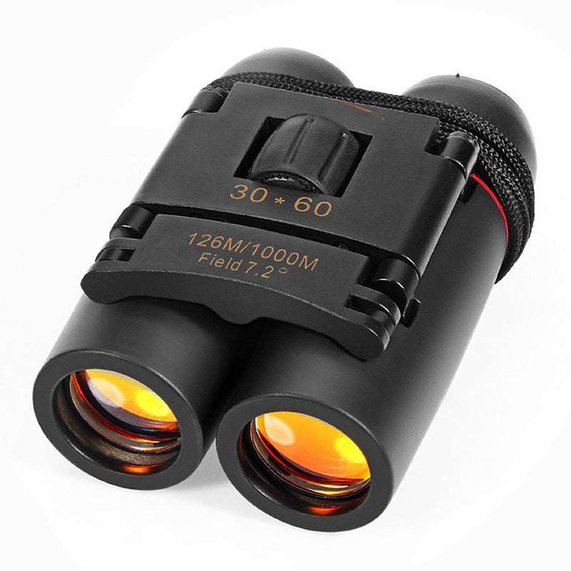 Black 30x60 binoculars close-up with eyepieces and 126m/1000m field spec