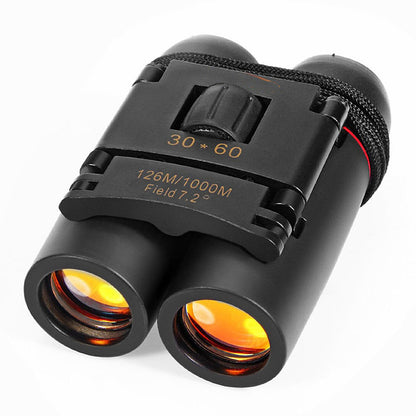 Black 30x60 binoculars close-up with eyepieces and 126m/1000m field spec