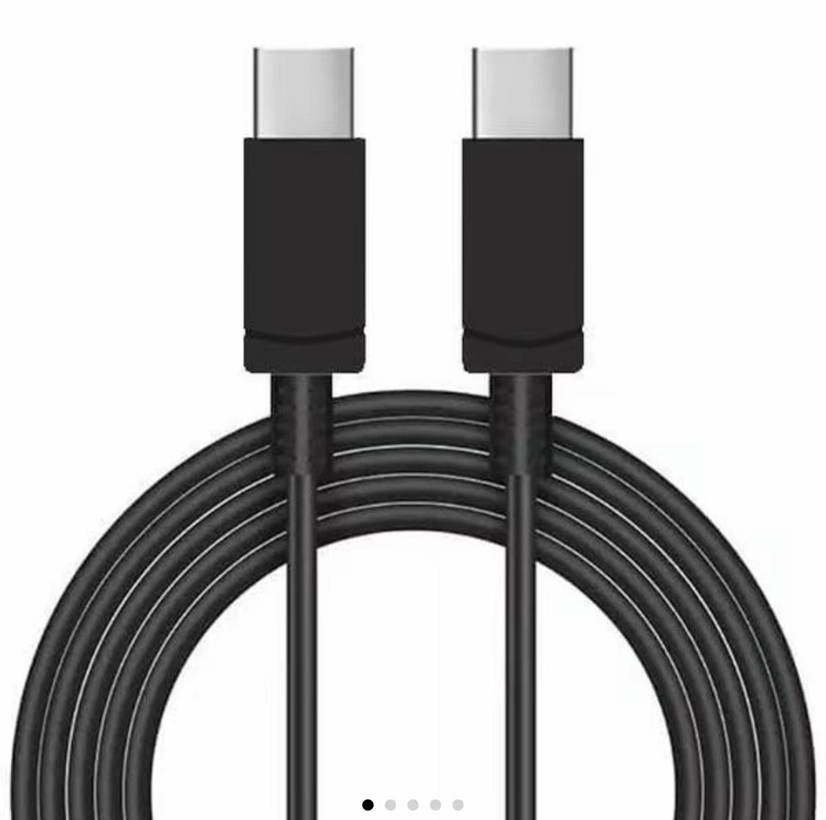 USB-C to USB-C charging cable, black connectors and braided black cord