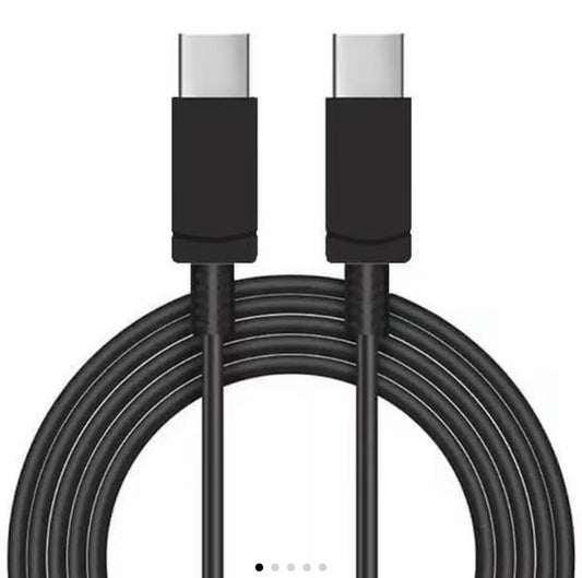 USB-C to USB-C charging cable, black connectors and braided black cord