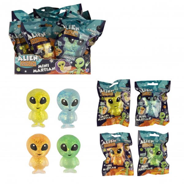 Alien invasion sensory squeeze toy multipack, assorted alien figures