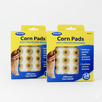 RYSONS corn pads soft protector rings, 24-pad box set with circular inserts