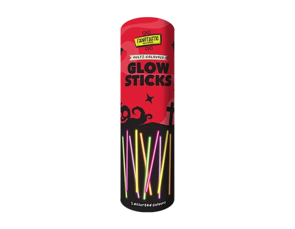 Fantastic Glow Sticks multi-colored glow sticks pack in a red tube.