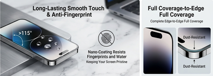 Full-coverage tempered glass screen protector with anti-fingerprint smooth touch